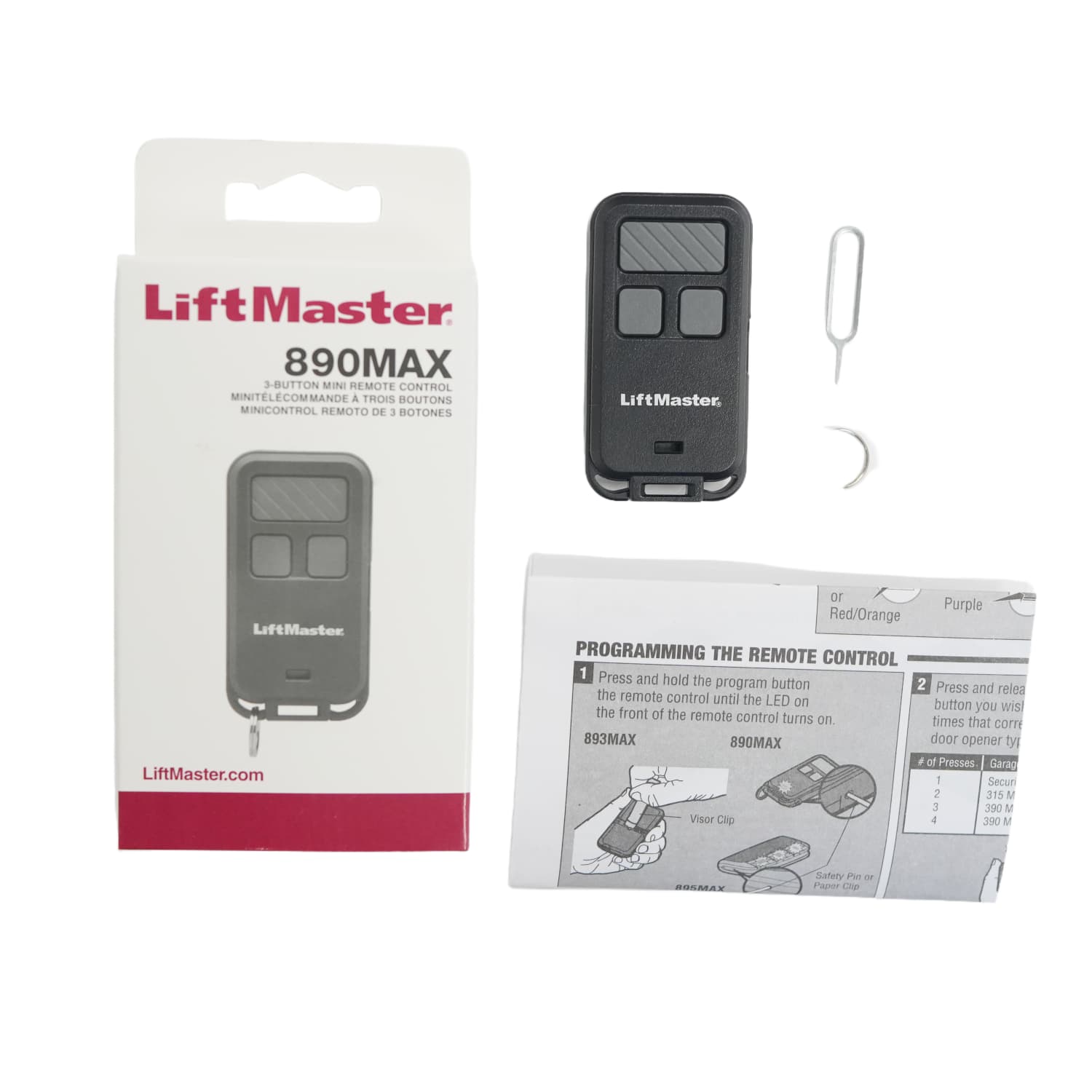 LiftMaster 890MAX 3 Button Garage Door Opener Remote Control, Compatible with Security 2.0