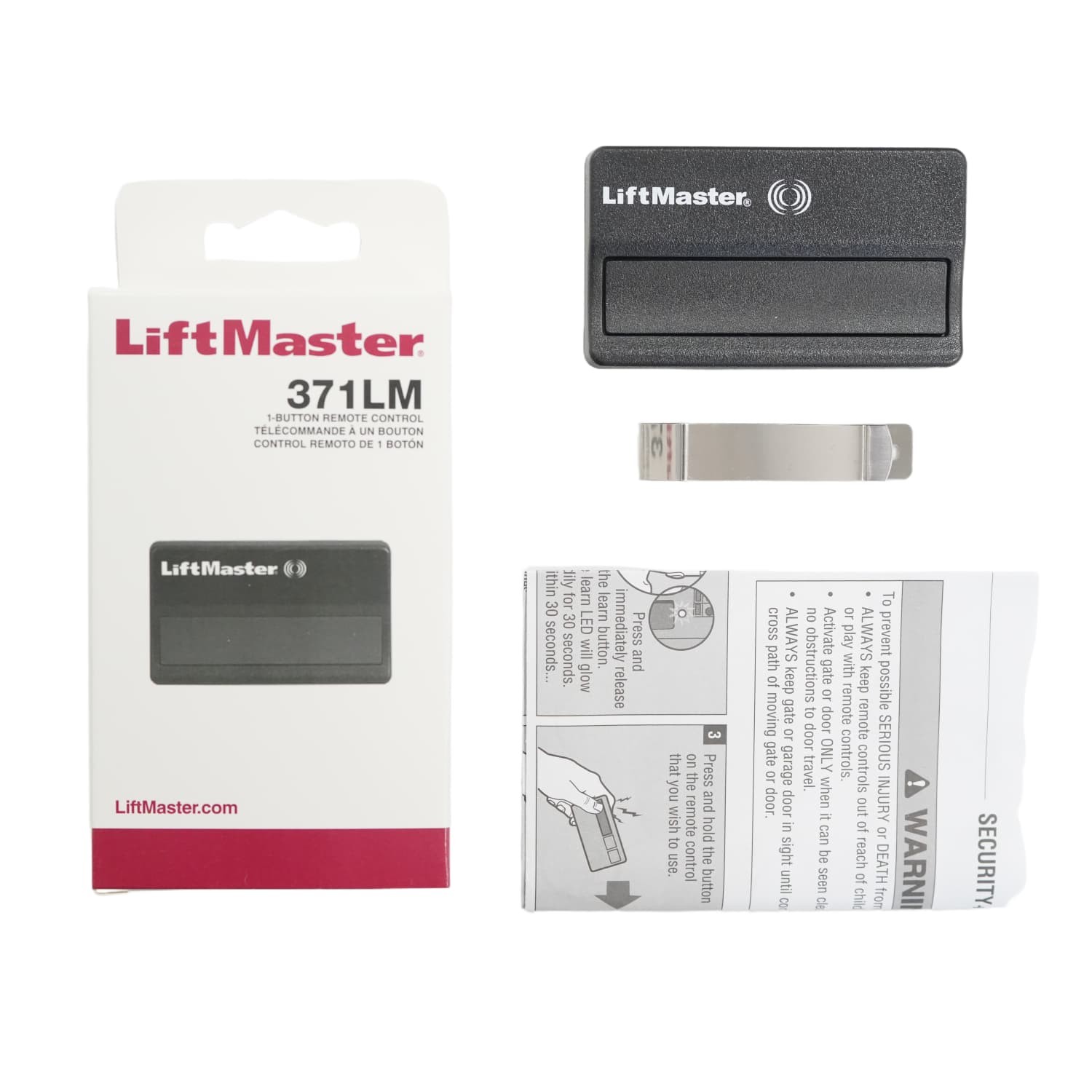 LiftMaster 371LM  Remote Control For Security+ Garage Door Opener Purple Learn Button 